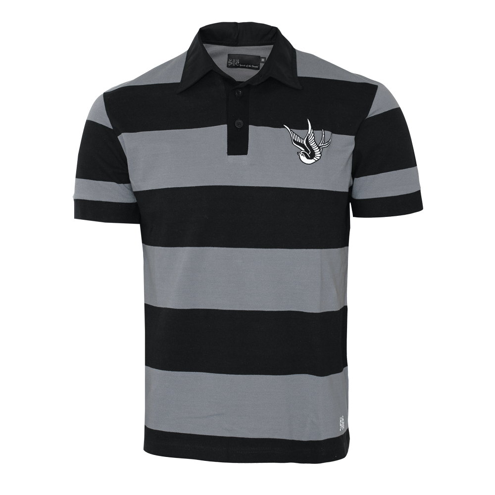 Spirit of the Streets "Swallow" Stripe Polo (black / grey)