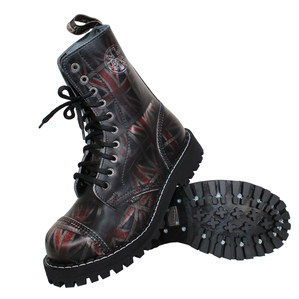 Steel Boots (10 holes) (Union Flag black)
