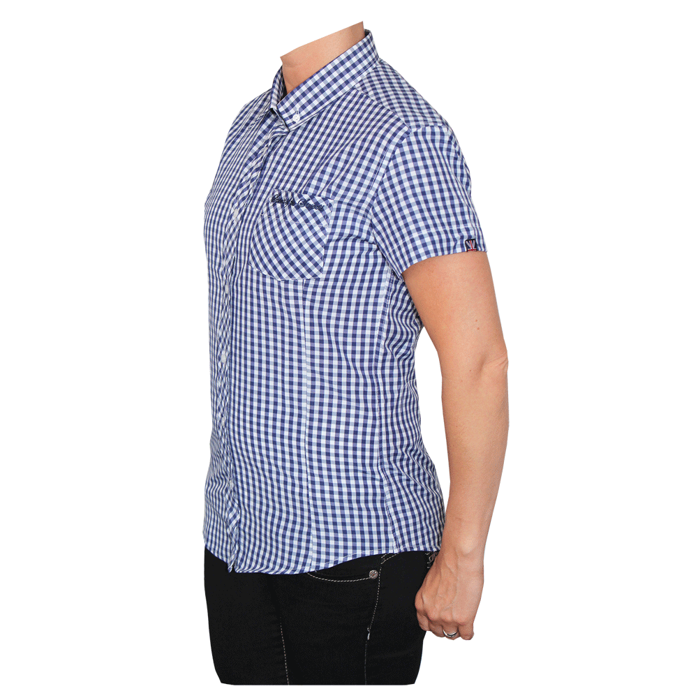 SotS "Midcheck Navy" Lady Button Down Hemd (kurz)