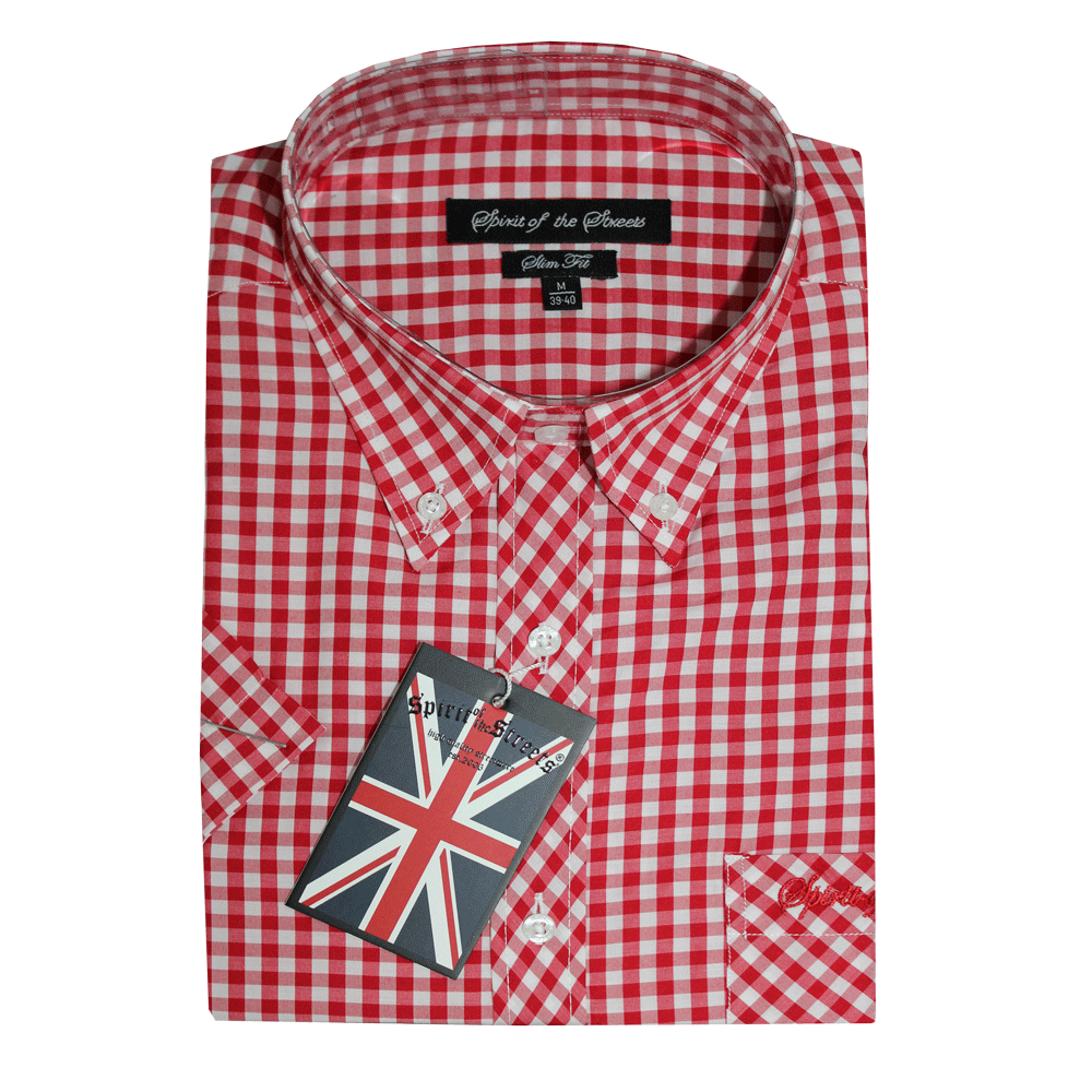 SotS "Midcheck Red" Button Down Hemd (kurz)