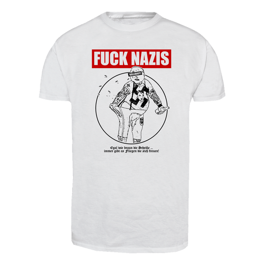 Fuck Nazis "Fliegen" T-Shirt (weiß)