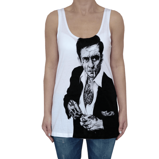 TOXICO "Tattooed Johnny Cash" Girly Tank Top (weiss)