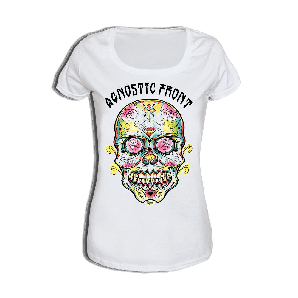 Agnostic Front "Sugar Skull" Girly Shirt (white)
