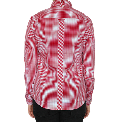 Trojan "Gingham Check Stretch" Girly Hemd (lang) (rot)