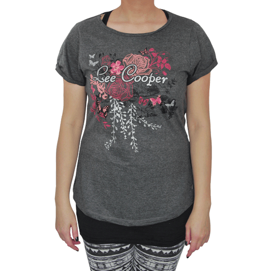 Lee Cooper "Flower" Girly Shirt (charcoal)