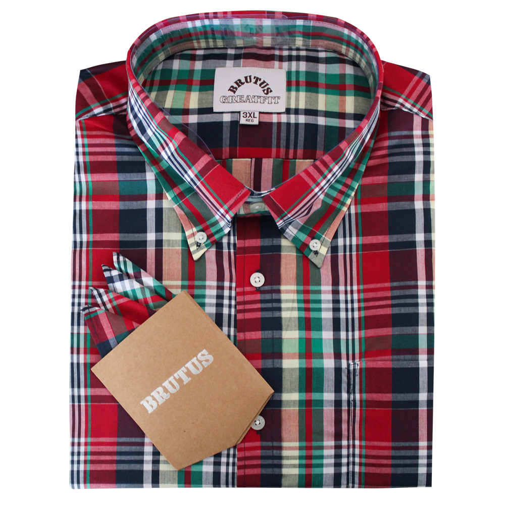 Brutus "Greatfit" Hemd (Red Madras Check) - Premium  von Brutus für nur €49.90! Shop now at Spirit of the Streets Mailorder
