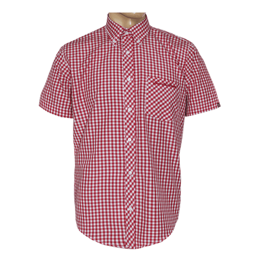 SotS "Midcheck Red" Button Down Hemd (kurz) - Premium  von Spirit of the Streets für nur €14.90! Shop now at Spirit of the Streets Mailorder
