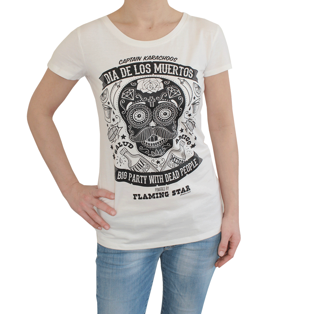 Flaming Star "Dia de los Muertos" Girly Shirt (ecru)