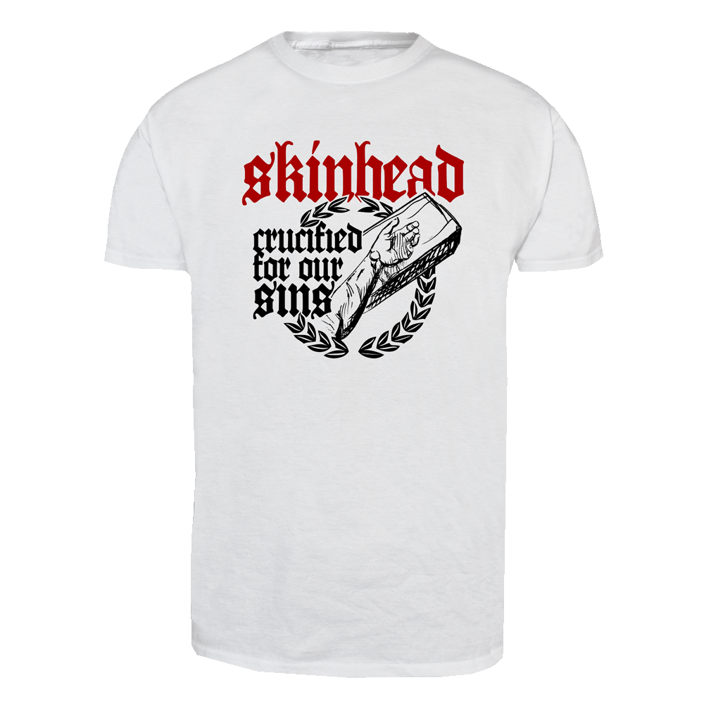 Skinhead "Crucified for our sins" T-Shirt (weiß)