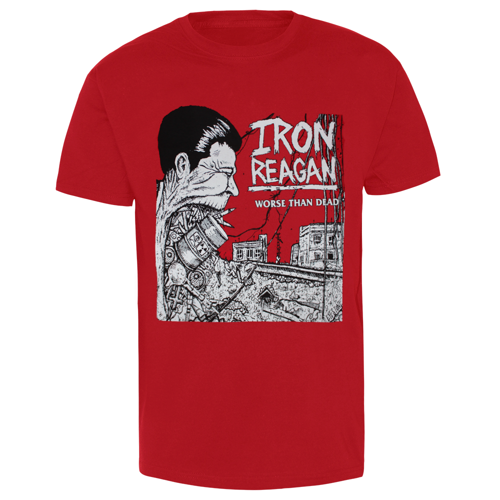 T-Shirt Iron Reagan "Pire que Mort Noir-Blanc" (rouge)