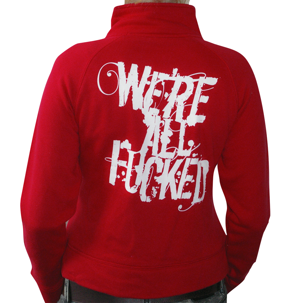 Walls of Jericho "We're all Fucked" Girly Sweat Jacket (red) - Just €9.90! Shop now at SPIRIT OF THE STREETS Webshop