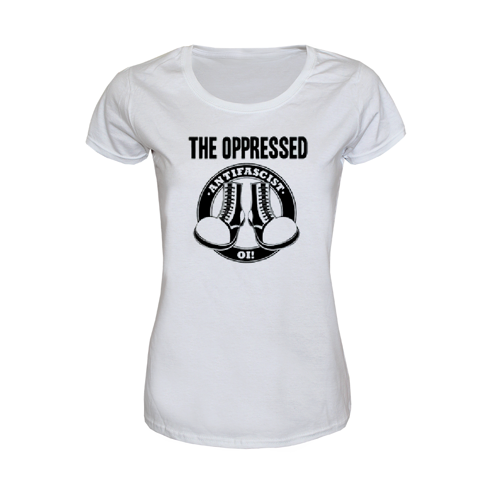 Oppressed,The "Antifascist Oi!" Girly-Shirt (white) - Premium  von Rage Wear für nur €12.90! Shop now at Spirit of the Streets Mailorder
