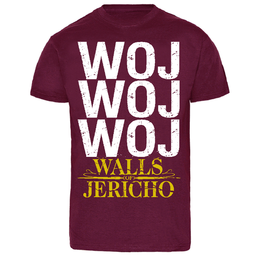 Walls of Jericho "WOJWOJWOJ" T-Shirt (bordeaux) - Just €6.90! Shop now at SPIRIT OF THE STREETS Webshop