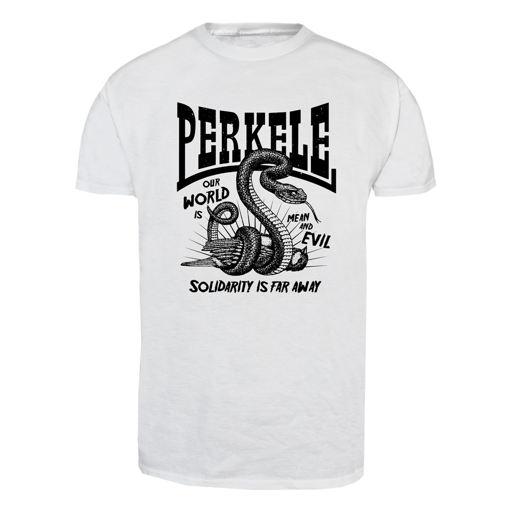 Perkele "Mean and Evil" T-Shirt (white) - Premium  von Spirit of the Streets für nur €19.90! Shop now at Spirit of the Streets Mailorder