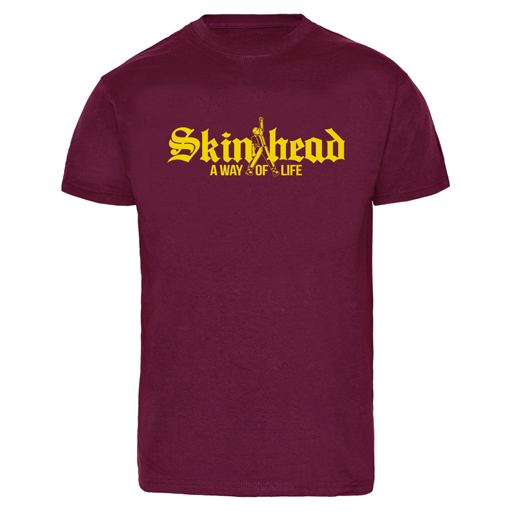 Skinhead "Way of Life" (2) T-Shirt (bordeaux) - Premium  von Spirit of the Streets für nur €14.90! Shop now at Spirit of the Streets Mailorder