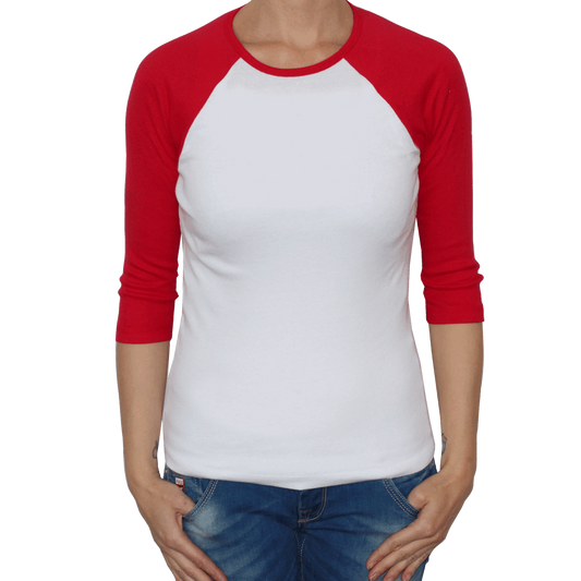 Bella 3/4 Arm Raglan Girly (weiss/rot)