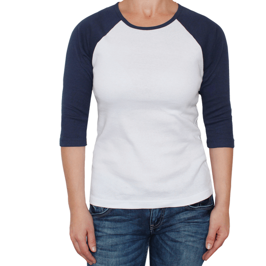 Bella 3/4 Arm Raglan Girly (weiss/blau)