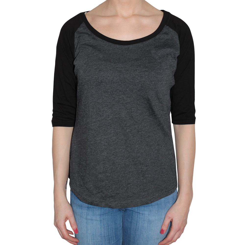 Raglan Girly 3/4 Arm (charcoal/black)