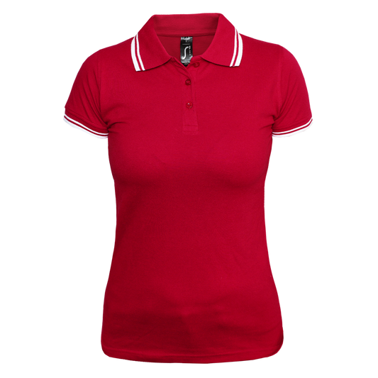 Sols "Pasadena" Girly Contrast Polo (rot/weiß)