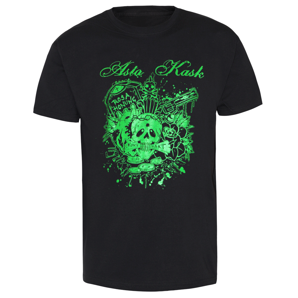 Asta Kask "Green Skull" T-Shirt (black) - Premium  von Rage Wear für nur €9.90! Shop now at Spirit of the Streets Mailorder
