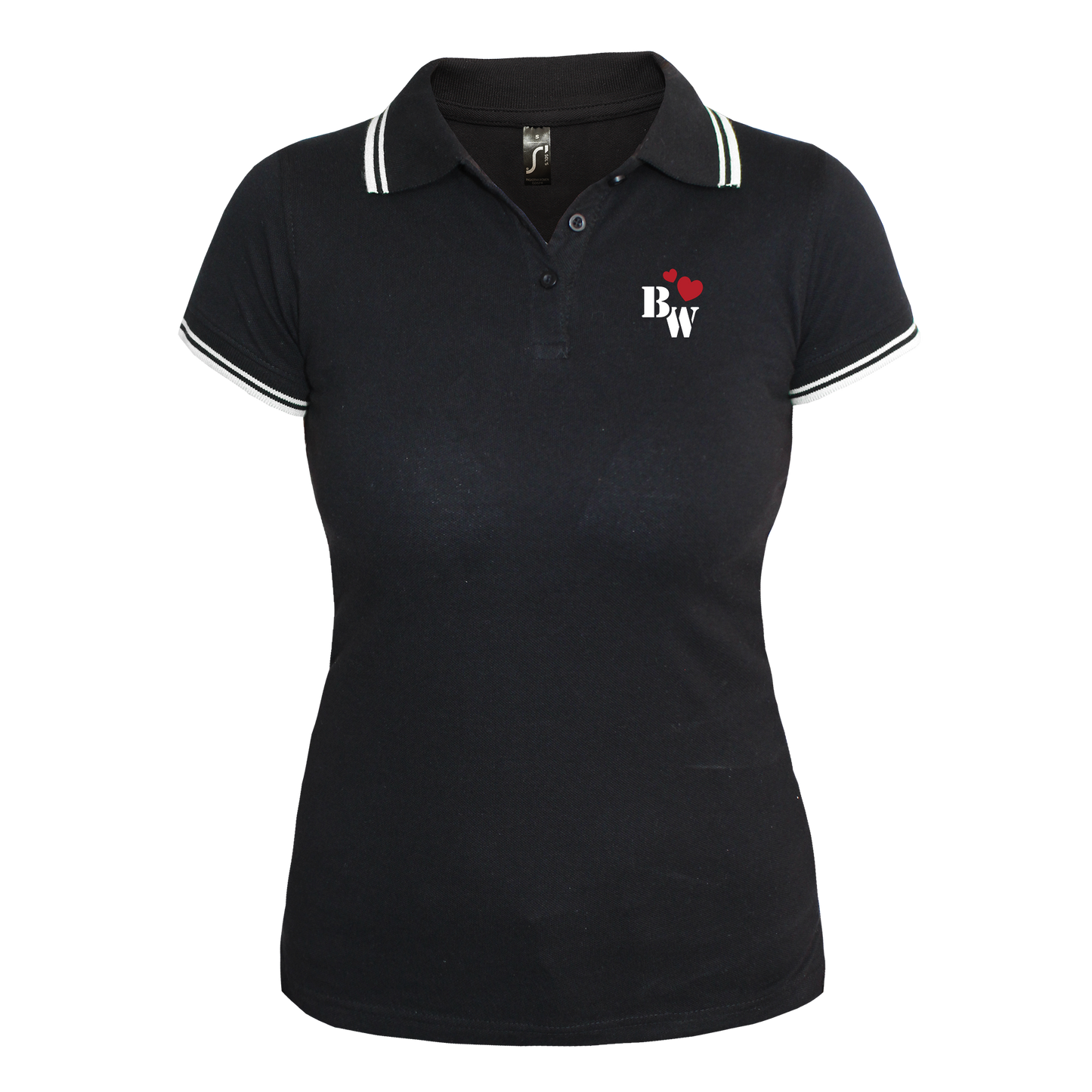 Berliner Weisse "Herzchen" Girly Contrast Polo (schwarz/weiß)