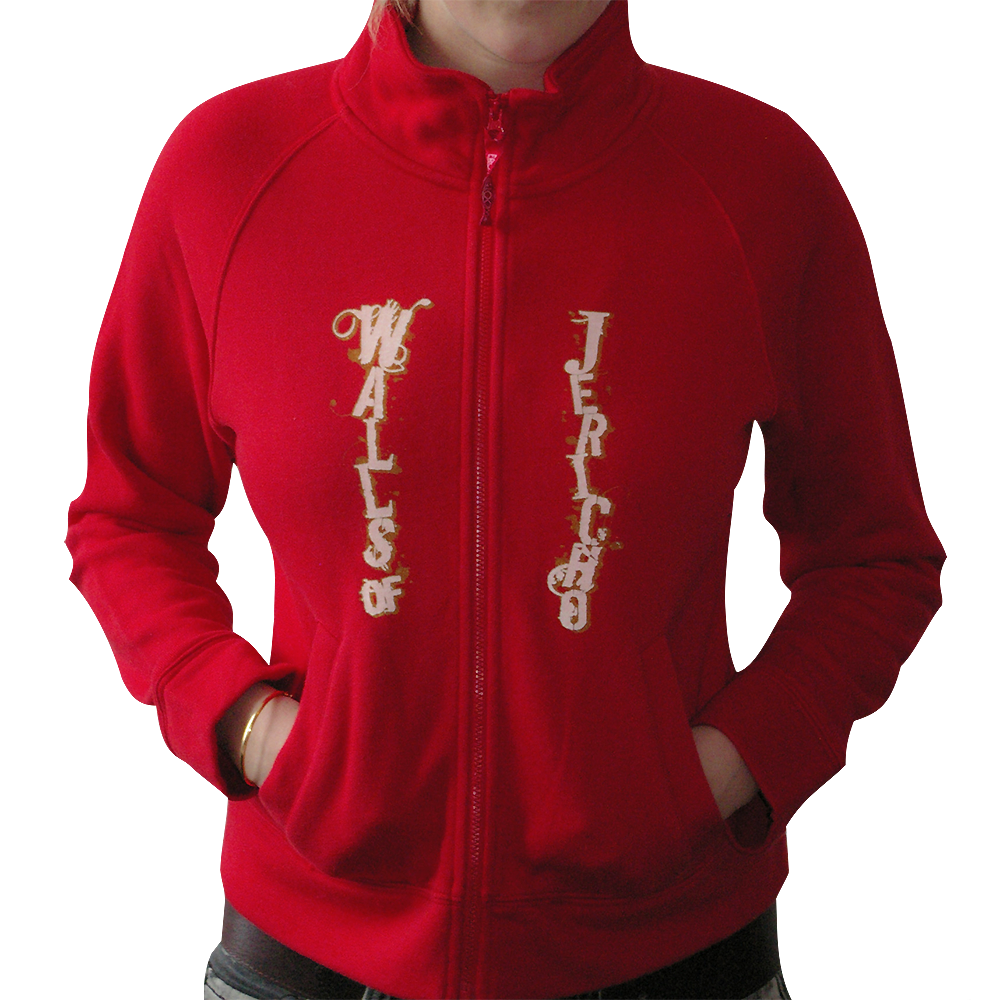 Walls of Jericho "We're all Fucked" Girly Sweat Jacket (red) - Just €9.90! Shop now at SPIRIT OF THE STREETS Webshop