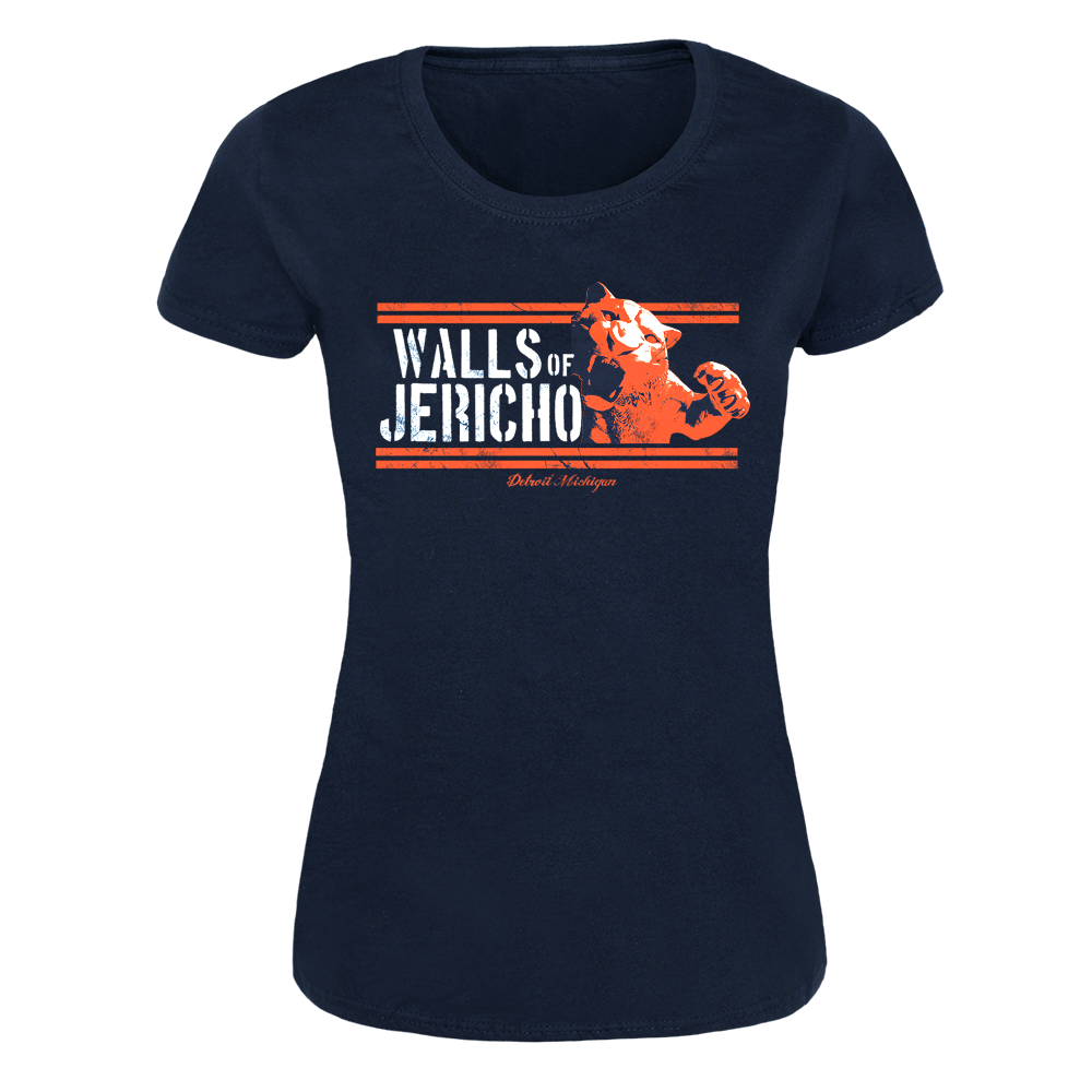 Walls of Jericho "Tiger" Girly Shirt (navy) - Premium  von Rage Wear für nur €6.90! Shop now at Spirit of the Streets Mailorder