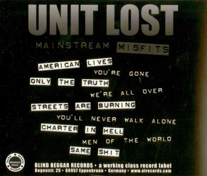 Unit Lost "Mainstream Misfits" CD