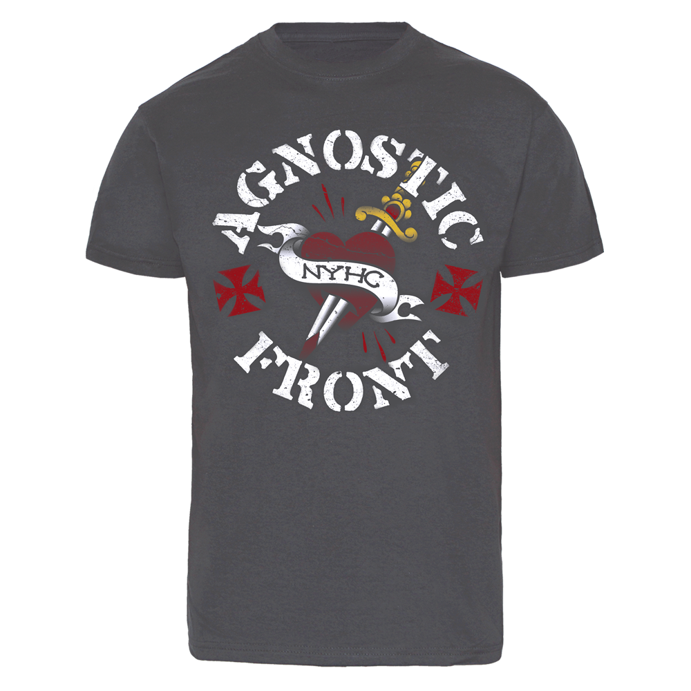 Agnostic Front "NYHC Heart" T-Shirt (charcoal) - Premium  von Pork Pie für nur €2.90! Shop now at Spirit of the Streets Mailorder